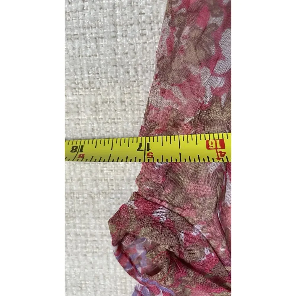 Breakin' Loose Y2K 90s Floral Ruffle V-Neck Asymetrical Midi Dress Pink Sz 9/10 - Picture 10 of 15